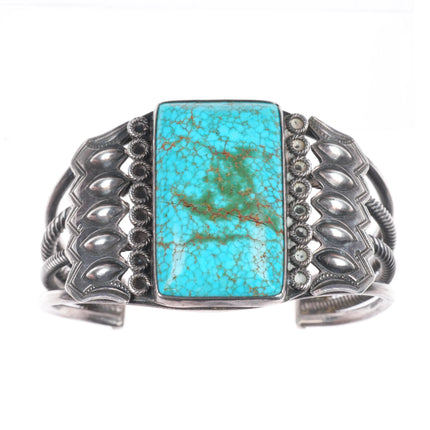 6.5" 30's-40's Nevada Blue Spiderweb #8 turquoise sterling silver cuff bracelet