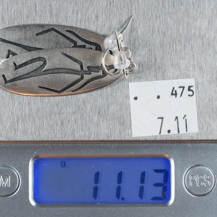 Gary and Elsie Yoyokie Hopi Overlay dancer earrings sterling silver