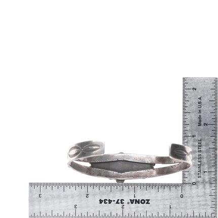 6.6" 30's-40's Navajo sterling silver green turquoise cuff bracelet 3 stone