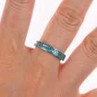 sz8 2 c1940's Zuni slim stacking turquoise channel inlay sterling silver rings