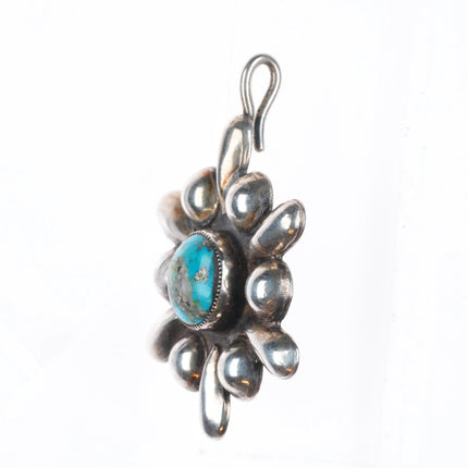 1970's Dee Morris Morenci Turquoise sterling silver Repousse bump out pendant