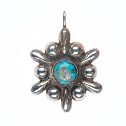 1970's Dee Morris Morenci Turquoise sterling silver Repousse bump out pendant