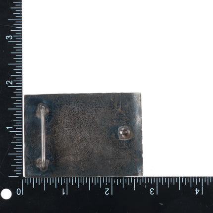 c1950's Zuni Sterling silver Channel inlay turquoise/coral/jet/shell belt buckle