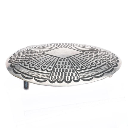 Harrison Blackgoat (1939-1977) Navajo heavy stamped sterling silver belt buckle