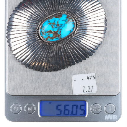 Big Vintage DB Navajo sterling silver high grade turquoise belt buckle