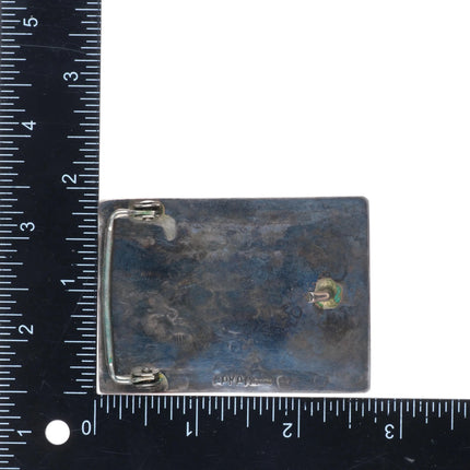 Nakai Navajo sterling silver chip inlay turquoise vintage belt buckle