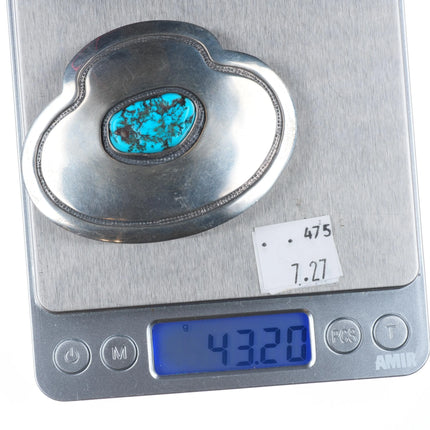 Carmelo Patania southwestern Modernist sterling silver turquoise belt buckle