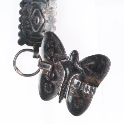 Vintage Fred Harvey Era Sterling silver butterfly stamped concho belt/hatband