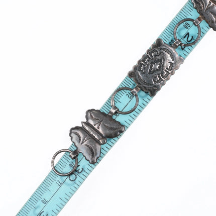 Vintage Fred Harvey Era Sterling silver butterfly stamped concho belt/hatband