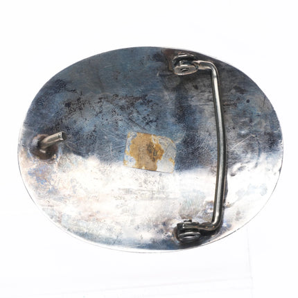 Vintage Navajo sterling silver belt buckle with nice turquoise