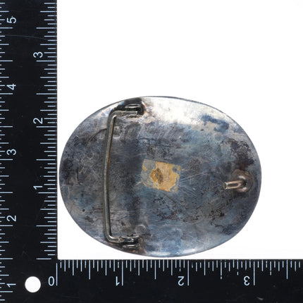 Vintage Navajo sterling silver belt buckle with nice turquoise