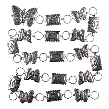 Vintage Fred Harvey Era Sterling silver butterfly stamped concho belt/hatband
