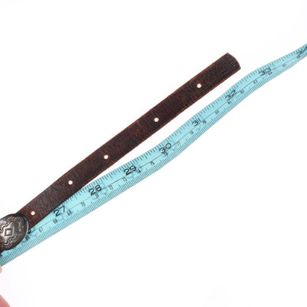 32" Vintage Navajo Slim hand stamped sterling silver coin concho belt/hatband
