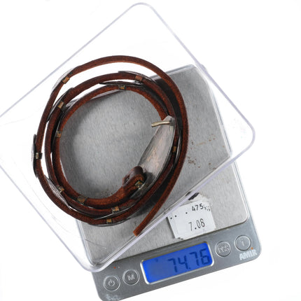 32" Vintage Navajo Slim hand stamped sterling silver coin concho belt/hatband