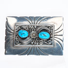 R Navajo Sterling silver and turquoise vintage belt buckle