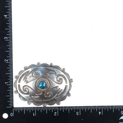 Vintage KR Navajo Overlay High grade turquoise belt buckle sterling silver