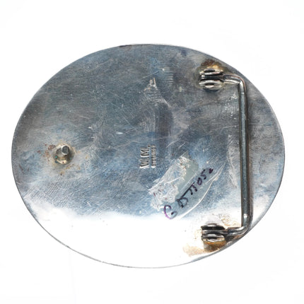 Sterling Silver Navajo ShadowBox  Kingman Turquoise Belt Buckle Wilbur Muskett