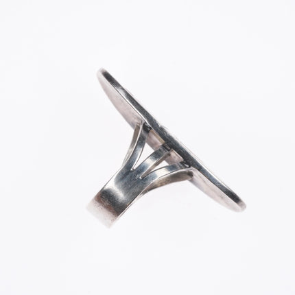 sz6.5 c1950's Victor Coochwytewa Hopi overlay rain cloud ring sterling silver