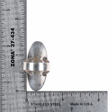 sz6.5 c1950's Victor Coochwytewa Hopi overlay rain cloud ring sterling silver