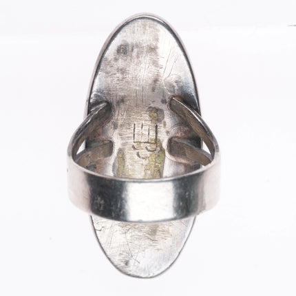 sz6.5 c1950's Victor Coochwytewa Hopi overlay rain cloud ring sterling silver