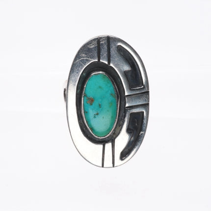 sz6.75 1950's Ted Wadsworth Hopi overlay ring w/turquoise sterling silver