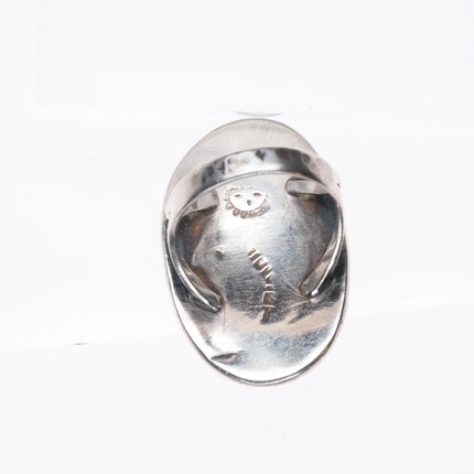 sz6.75 1950's Ted Wadsworth Hopi overlay ring w/turquoise sterling silver
