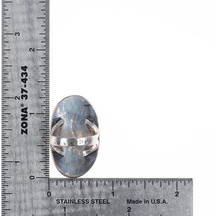 sz6.75 1950's Ted Wadsworth Hopi overlay ring w/turquoise sterling silver