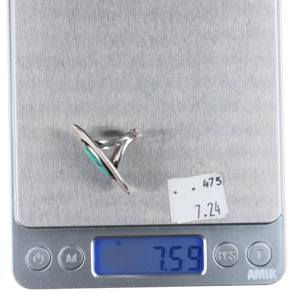 sz6.75 1950's Ted Wadsworth Hopi overlay ring w/turquoise sterling silver