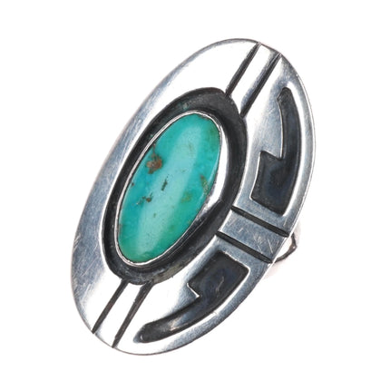 sz6.75 1950's Ted Wadsworth Hopi overlay ring w/turquoise sterling silver