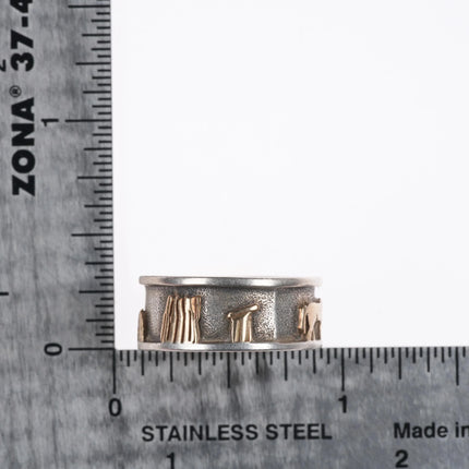 sz7 Francis Tabaha Navajo 14k gold/Sterling silver storyteller band ring