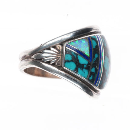 sz11.5 Kenneth Bitsie Navajo sterling silver, turquoise/opal/lapis men's ring