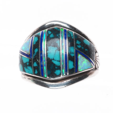 sz11.5 Kenneth Bitsie Navajo sterling silver, turquoise/opal/lapis men's ring