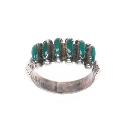 sz6 Janice Paloma Zuni sterling silver vintage turquoise petit point row ring