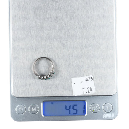 sz6 Janice Paloma Zuni sterling silver vintage turquoise petit point row ring