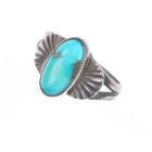 sz6 30's-40's Navajo sterling silver chiseled side ring really nice turquoise
