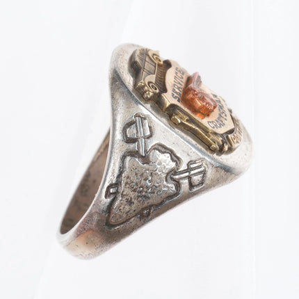 sz9.5 40's-50's Indian themed Pontiac service Craftsman ring sterling silver