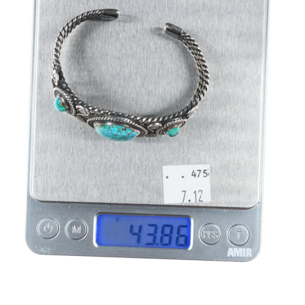 6.5" c1940 Nevada red spiderweb turquoise Navajo sterling silver cuff bracelet