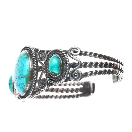 6.5" c1940 Nevada red spiderweb turquoise Navajo sterling silver cuff bracelet