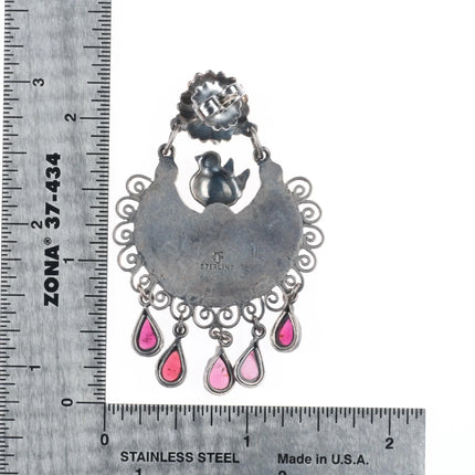 Federico Jimenez Sterling silver, turquoise, garnet Frida Kahlo style earrings