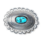 Carson Blackgoat Navajo Sterling silver shadowbox turquoise belt buckle