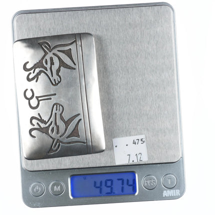 Virgil Thomas Hopi Overlay 2 rams belt buckle sterling silver