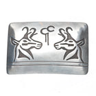 Virgil Thomas Hopi Overlay 2 rams belt buckle sterling silver