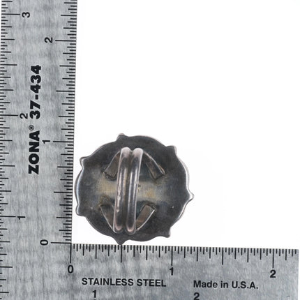 sz6.5 Vintage Navajo sterling silver turquoise ring w/ swirly rim