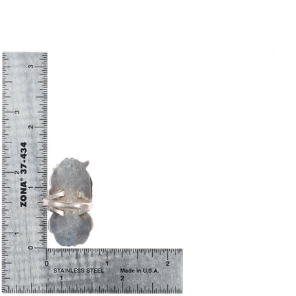 sz8 Vintage MB Navajo sterling silver double turquoise ring sterling silver