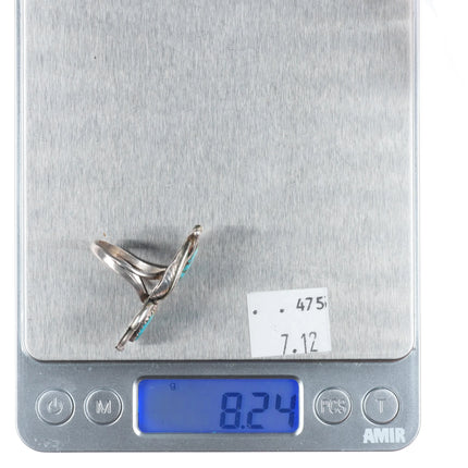 sz8 Vintage MB Navajo sterling silver double turquoise ring sterling silver