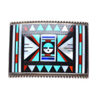 Rick & Lucy Vacit Zuni inlay sterling silver belt buckle turquoise/coral