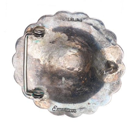 Emerson Bill Navajo sterling silver heavy deep stamped belt buckle