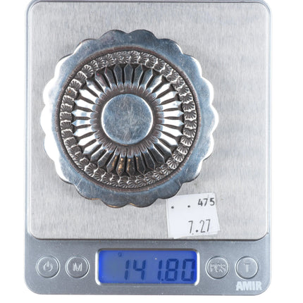 Emerson Bill Navajo sterling silver heavy deep stamped belt buckle