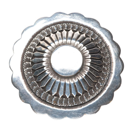 Emerson Bill Navajo sterling silver heavy deep stamped belt buckle
