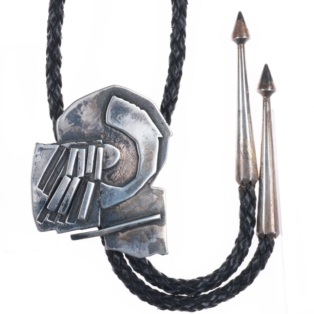 Vintage Abstract Southwestern Modernist sterling silver bolo tie